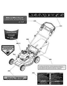 Decals Group (7502704a) Diagram and Parts List for 7800856-JS38M 2012 Briggs and Stratton Lawn Mower